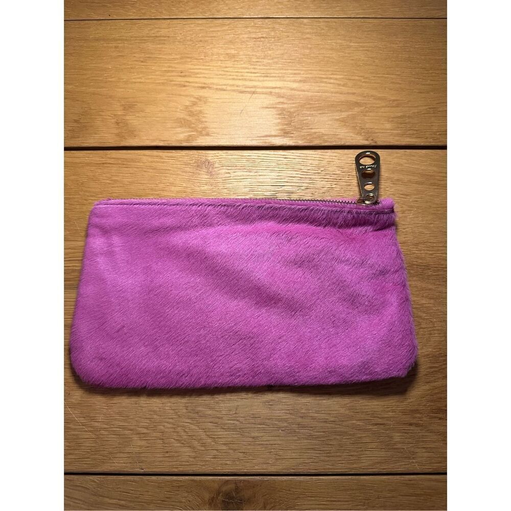 Paule Ka purple pink animal hair clutch